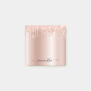 Pale Rose Gold Glitter Drips Shimmer Post-it Notes