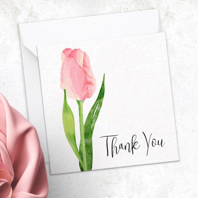 Pale Rose Tulip Personnalisé Carte de remerciement (Créateur téléchargé)