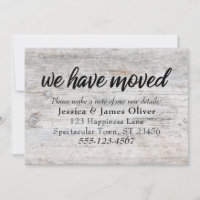 Pale Rustic Wood "We Have Moved" Insert Card
