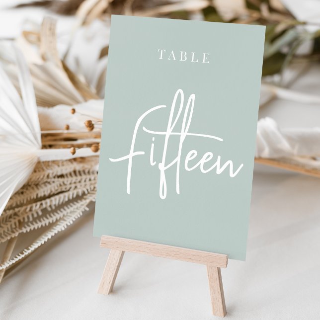 Pale Sage Green Hand Scripted Table FIFTEEN Number (Creator Uploaded)