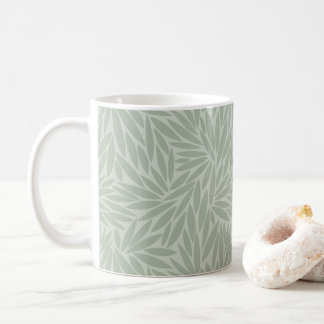 Pale Sage Green Leaf Pattern Coffee Mug