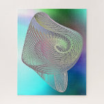 Pale Sea Fossl on Blue and Aqua Jigsaw Puzzle<br><div class="desc">A modern curved translucent sea fossil on a background of swirling blue and aqua.</div>