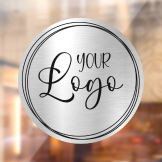 Pale Silver Grey Metallic Look Circle Logo Window Cling
