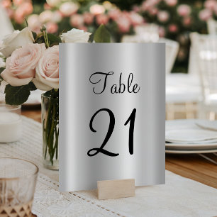 Pale Silver Satin Ombre Faux Foil Table Number