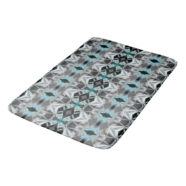Pale silver to clear blue rapport in virtual style bath mat (Angled)