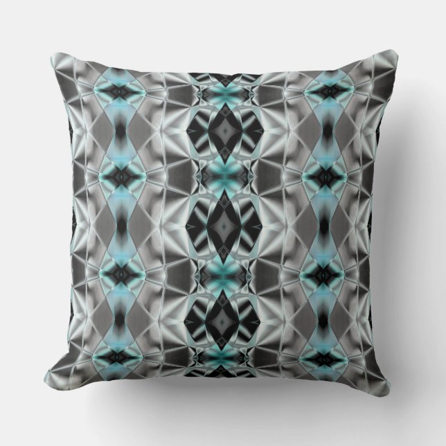 Pale silver to clear blue rapport in virtual style throw pillow (Front)