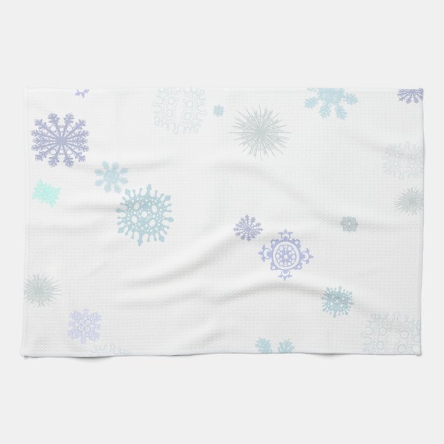 Pale Snowflakes Kitchen Towel (Horizontal)