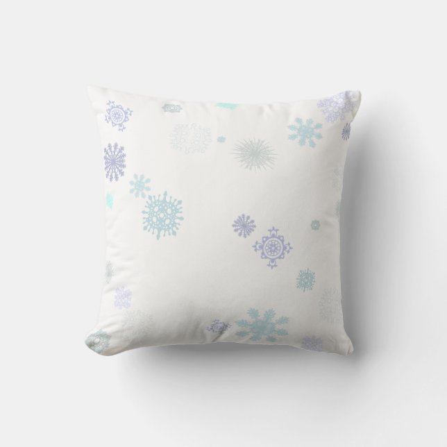 Pale Snowflakes Throw Pillow (Front)