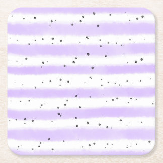 Pale Speckled Striped Square Paper Coaster