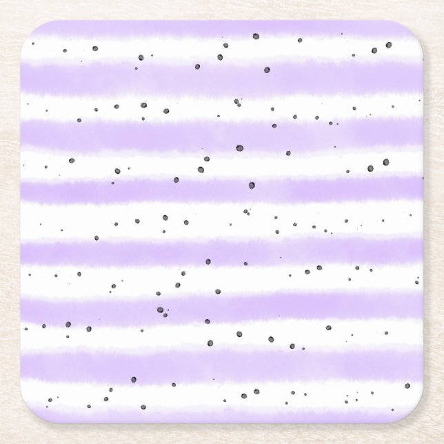 Pale Speckled Striped Square Paper Coaster (Front)