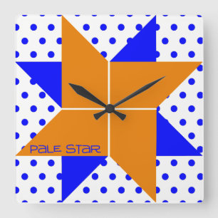 Pale Star- Orange & Blue Square Wall Clock