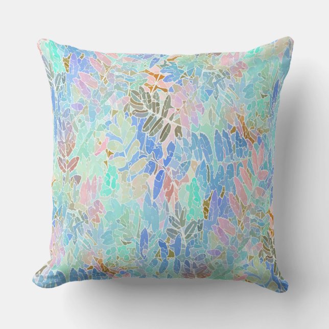 Pale Sugared Leaves Throw Pillow (Front)