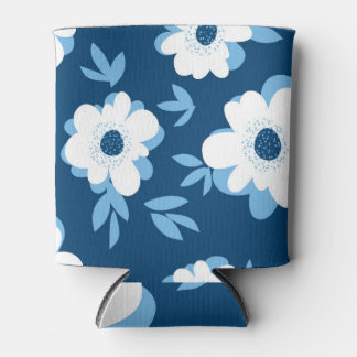 Pale Summer Floral Seamless Pattern Can Cooler