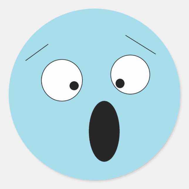 Pale Surprised Shocked Silly Face Stickers (Front)