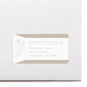 Pale Taupe Peony Wedding Return Address Label