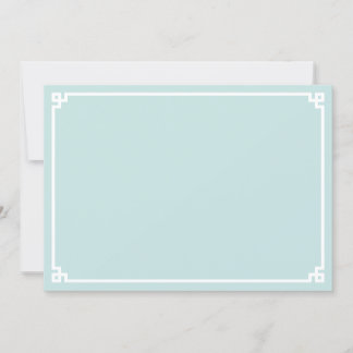 Pale Teal and White Greek Key Ornamental Border Card