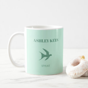 Pale teal elegant bird coffee mug
