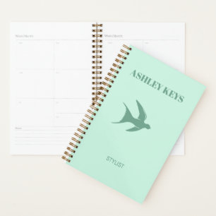 Pale teal elegant bird planner
