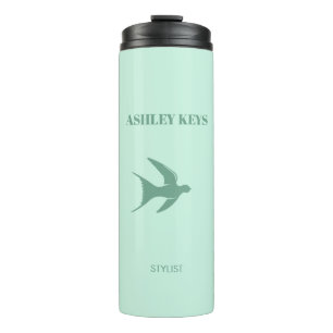 Pale teal elegant bird thermal tumbler