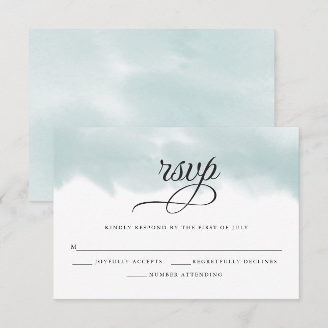 Pale Teal Green Watercolor RSVP (Front/Back)