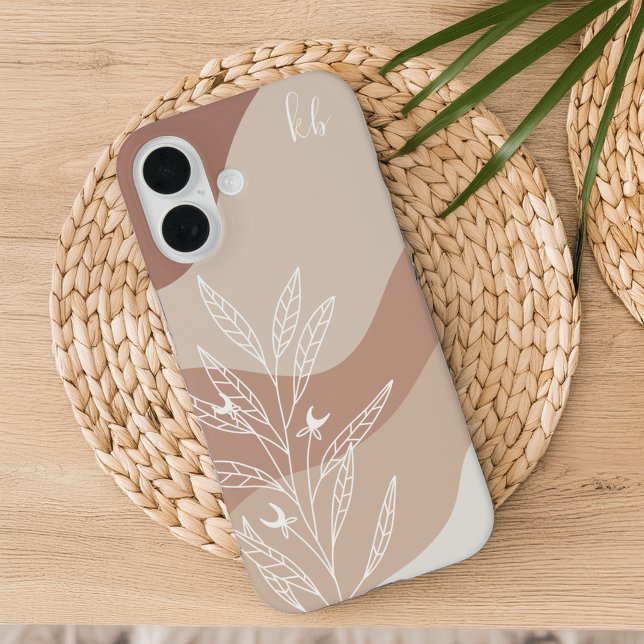 Pale Terracotta Boho Colour Flow Botanical Monogra Case-Mate iPhone Case (Creator Uploaded)