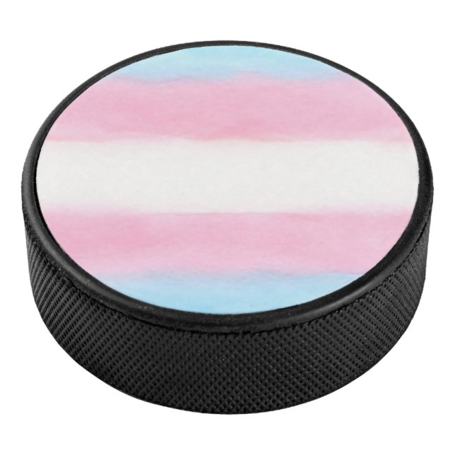 pale trans flag design on hockey puck (3/4/2016 12:00:00 AM)