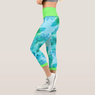 Pale Turquoise Jacaranda Flowers Stylized Leggings