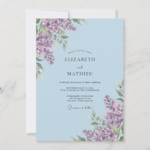 Pale Violet Lilac Eucalyptus Wedding Invitation