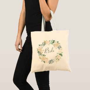 Pale Watercolor Floral Wreath Bride Tote Bag
