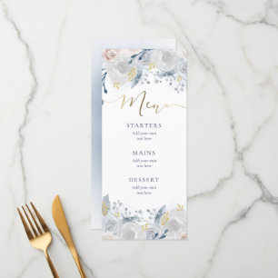 pale watercolor flowers wedding Menu
