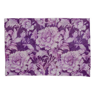Pale White/Violet repeat rose pattern Pillowcase