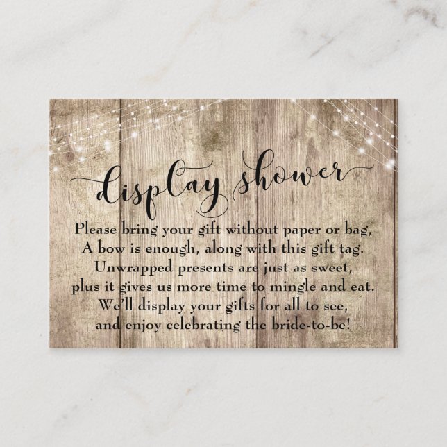 Pale Wood & Lights No Wrap Bridal Shower Card (Front)