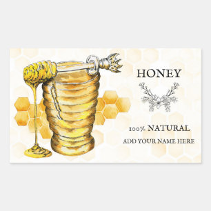 Pale Yellow and Beige Honey Label