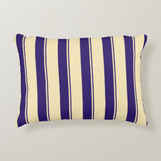 Pale Yellow and Blue Beach Stripe Accent Pillow