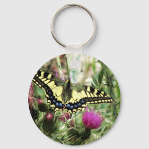 Pale Yellow and Blue Butterfly Keychain