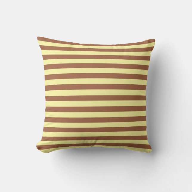 Pale Yellow and Brown Stripes Throw Pillow (Front)