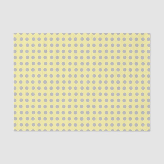 Pale Yellow and Grey Polka Dots Tissue Paper (Front)