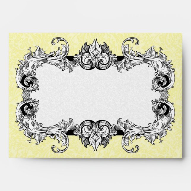 Pale Yellow and White A7 Gothic Baroque Envelopes (Front)