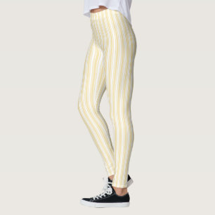 Pale yellow and white candy stripes leggings