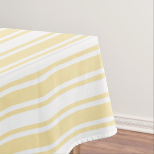 Pale yellow and white candy stripes tablecloth
