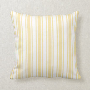 Pale yellow and white candy stripes throw pillow