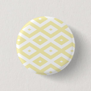 Pale yellow and white diamond pattern 1 inch round button