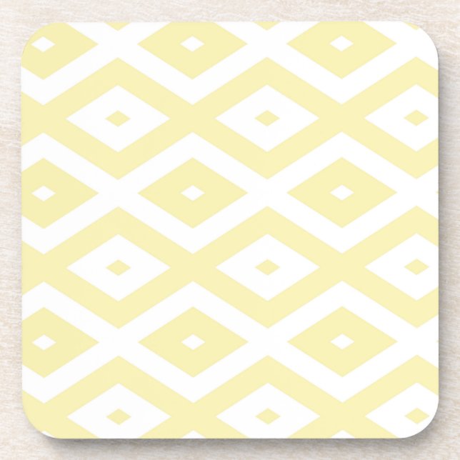 Pale yellow and white diamond pattern coaster (Front)