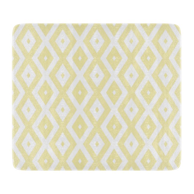 Pale yellow and white diamond pattern cutting board (Front)