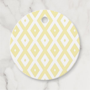Pale yellow and white diamond pattern favour tags