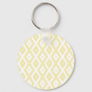Pale yellow and white diamond pattern keychain