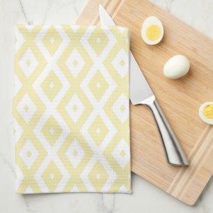 Pale yellow and white diamond pattern kitchen towel