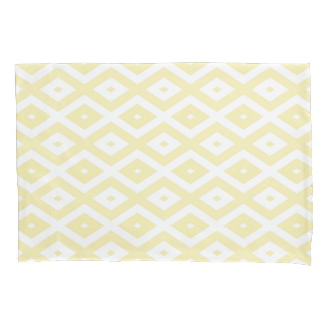 Pale yellow and white diamond pattern pillowcase (Front)