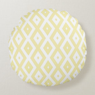 Pale yellow and white diamond pattern round pillow