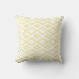 Pale yellow and white diamond pattern throw pillow